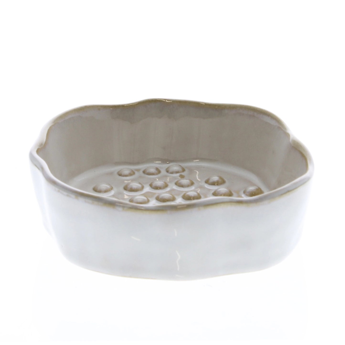 Bower Ceramic Soap Dish - Round - Fancy White