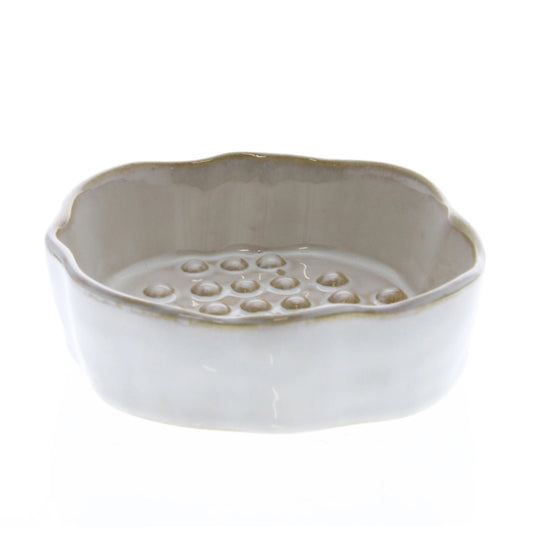 Bower Ceramic Soap Dish - Round - Fancy White